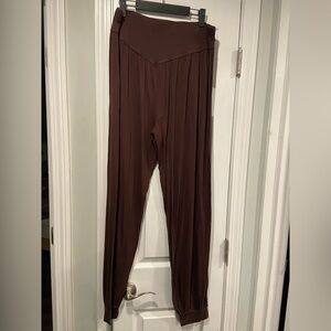 Hoerey Size XXL Brown Pull On Elastic Waist Flowy Boho Harem Pants Joggers